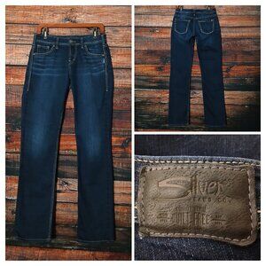 Silver Jeans 29 Suki High Straight Dark Wash Denim Stretch